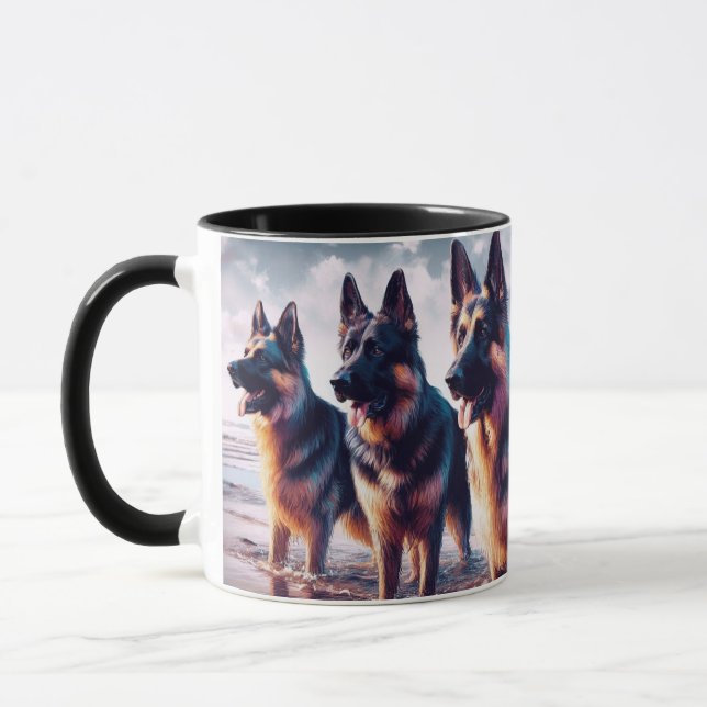 MUG SHEPHERDS ALLEMAND SUR LA PLAGE -208- (Gauche)