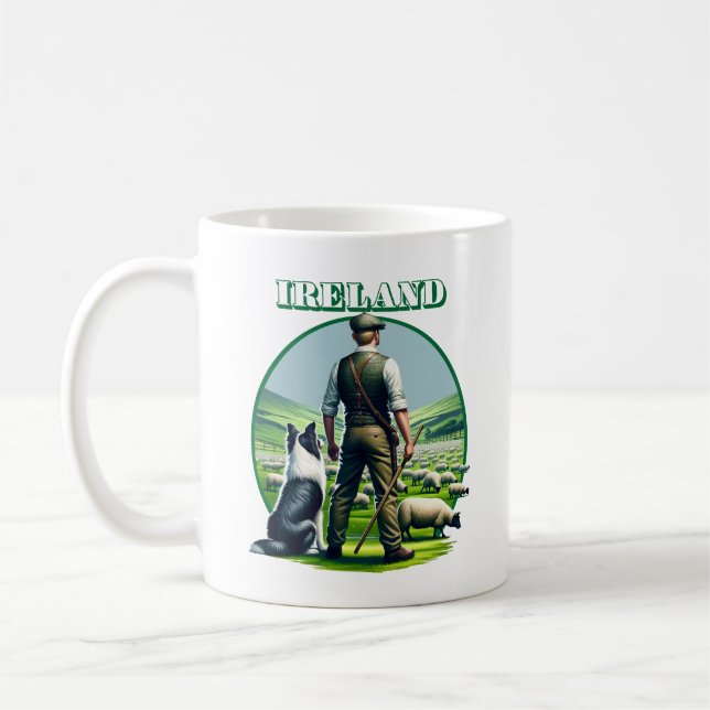 Mug Sheppard irlandais avec Collie frontalier (Gauche)