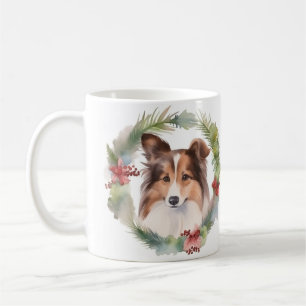 Mug Shetland Sheepdog Christmas Wreath Festive Pup