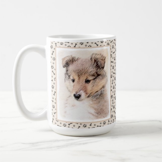 Mug Shetland Sheepdog Puppy Peinture Chien original ar (Gauche)