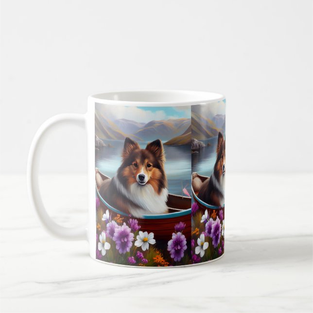 Mug Shetland Sheepdog sur une pagaie : une aventure Pi (Gauche)