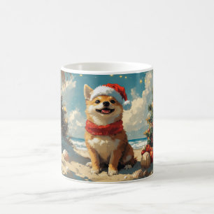 Mug Shiba Inu Chien Noël Plage Vintage de Noël