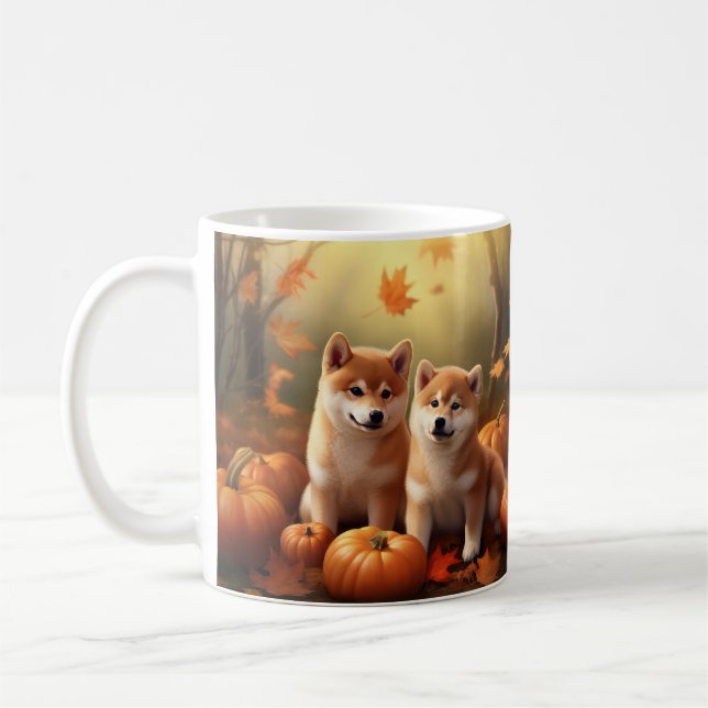 Mug Shiba Inu Chiot Automne Citrouille de plaisir (Gauche)