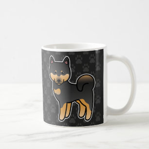 Mug Shiba Inu de dessin animé noir et feu