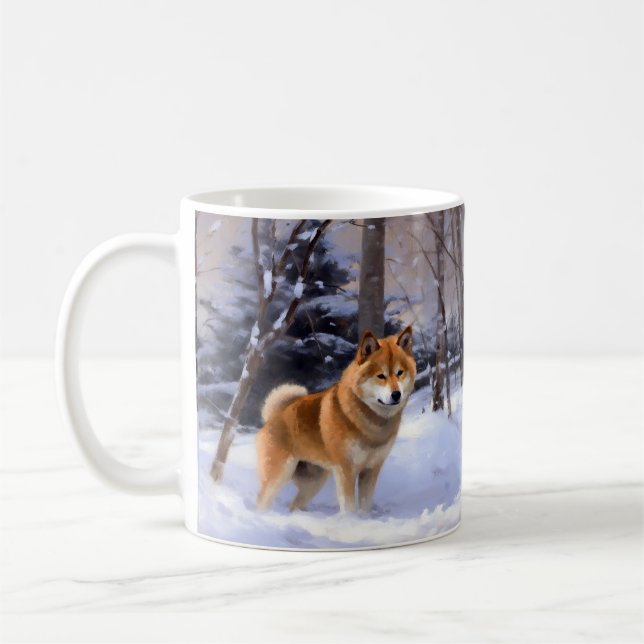 Mug Shiba Inu Laissez Neige Noël (Gauche)