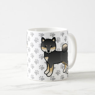 Mug Shiba Inu noir et feu Chien de dessin animé et pat