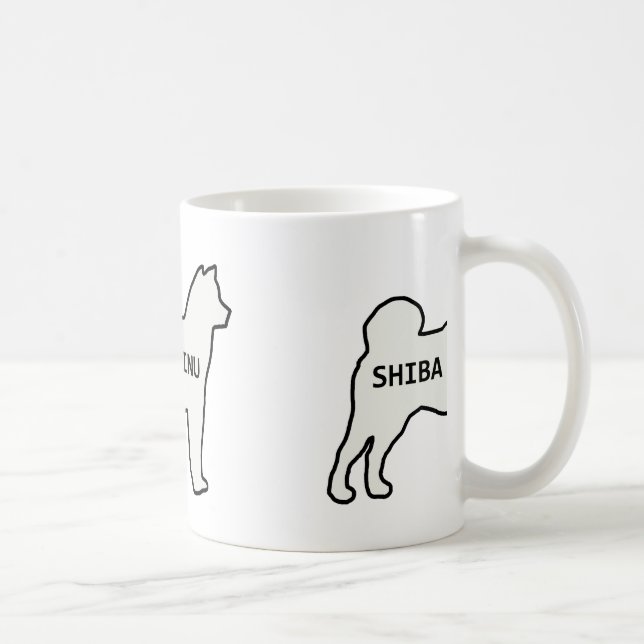 Mug Shiba Inu nom crème silhouette (Droite)