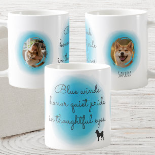 Mug Shiba Inu Photo personnalisée Aquarelle Bleu Paste