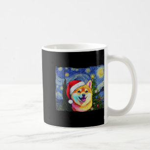Mug Shiba Inu Santa Hat Noël Starry Night Art Chien