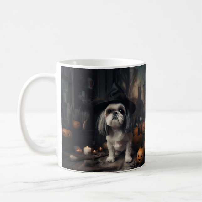 Mug Shih Tzu Citrouilles Halloween effrayant (Gauche)