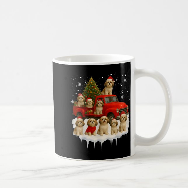 Mug Shih Tzu Dog Red Truck Christmas Tree Santa Ugly X (Droite)