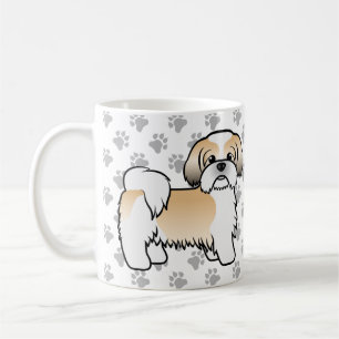 Mug Shih Tzu doré et blanc Chien de dessin animé migno