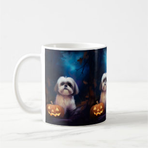 Mug Shih Tzu Halloween avec citrouilles effrayant