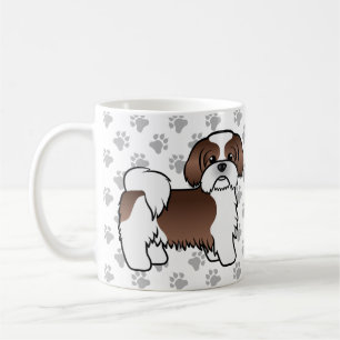 Mug Shih Tzu marron et blanc de dessin animé mignon