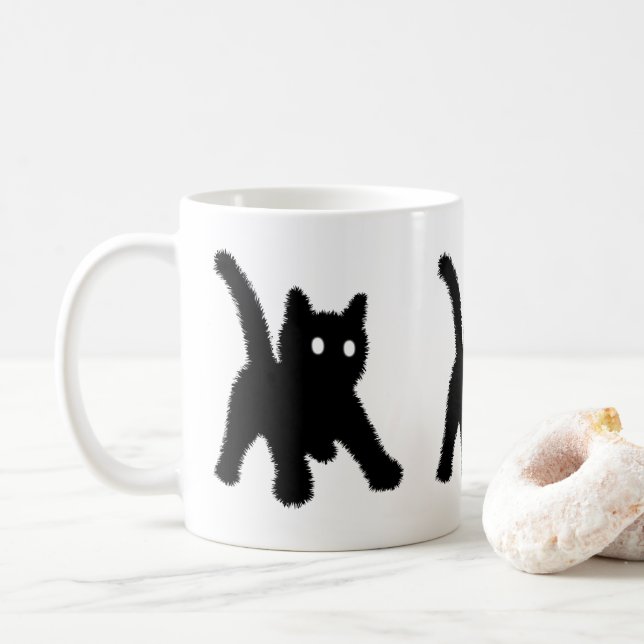 Mug Shocked surprised black cat meme funny (Avec donut)