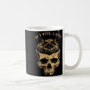 Mug Si ça rentre je m'assois Crâne de chat noir Humour