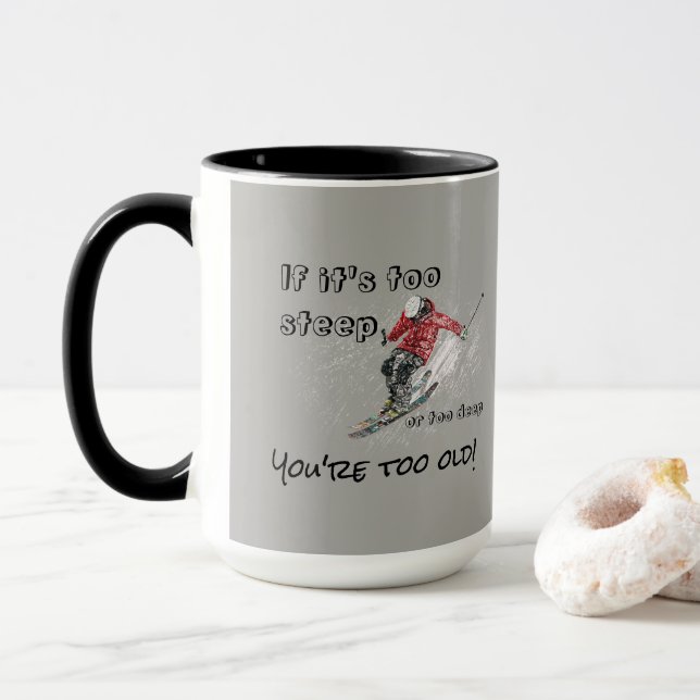 Mug Si c'est trop raide - Design skieur (Avec donut)