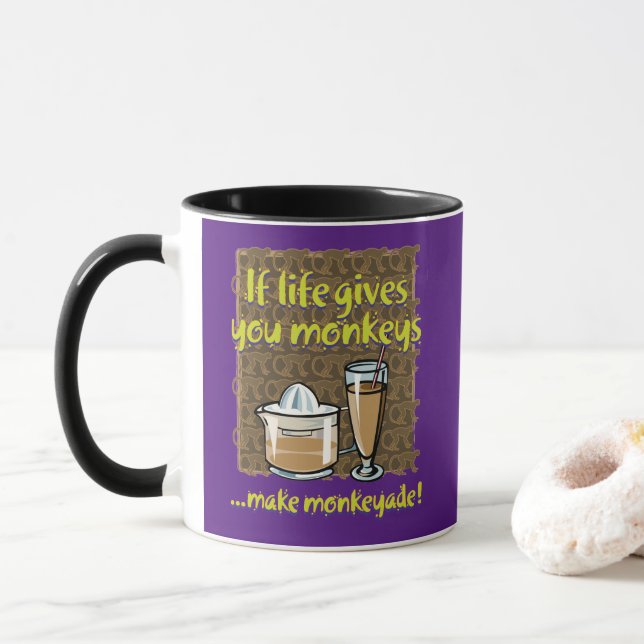 Mug Si la vie vous donne des singes Violet BG (Avec donut)