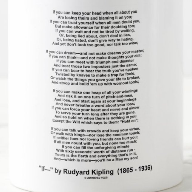 Mug Si Poème De Rudyard Kipling (Poème Inspirationnel) (Infamous and immortal poem "If-" by Rudyard Kipling on this mug)