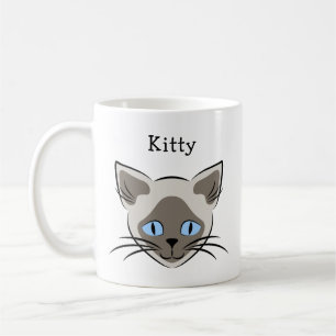 Mug Siamese Blue Eyed Chat Face Graphisme Nom personna