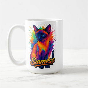 Mug Siamese Cat Pop Art - Style Rue Neon Vibrant