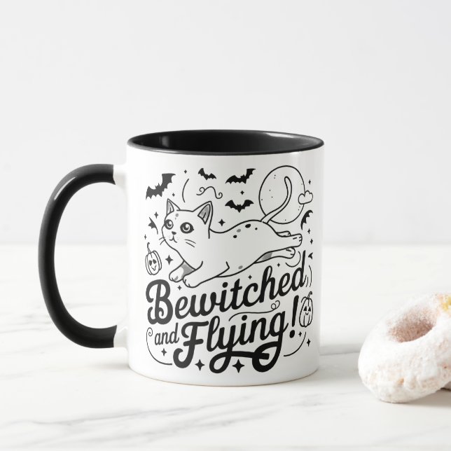 Mug Siamese cat Whispers : Magie en halloween Nuit (Avec donut)