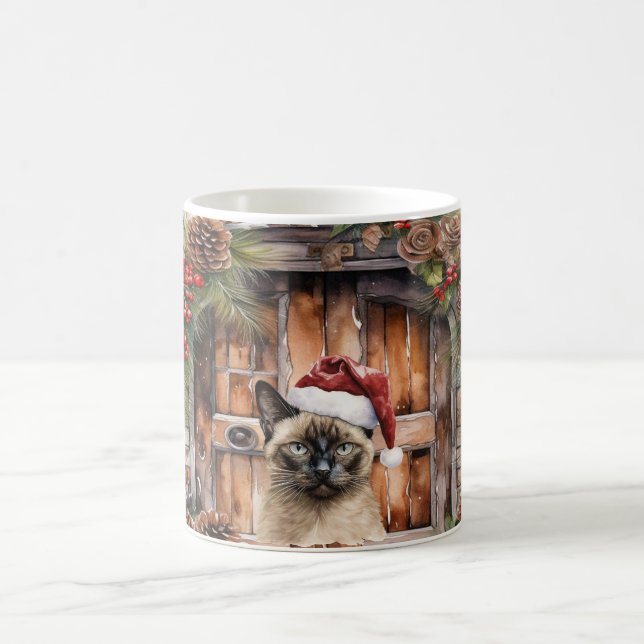 Mug Siamese Chat Noël thème pour l'Amoureux des chats (Centre)