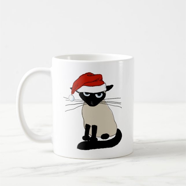 Mug Siamese Santa - Drôle de chat de Noël (Gauche)