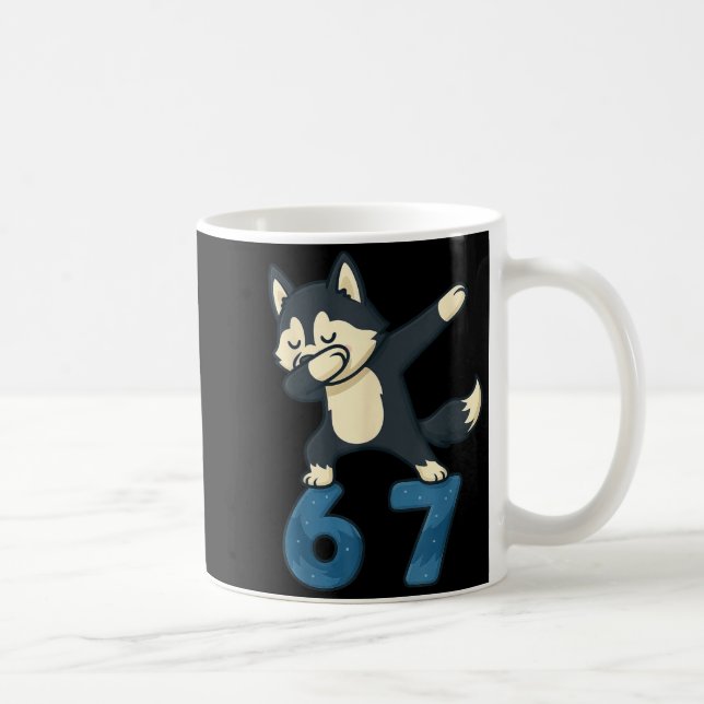 Mug Siberian Husky Dog Dabbing 67 Meme Six Seven Funny (Droite)