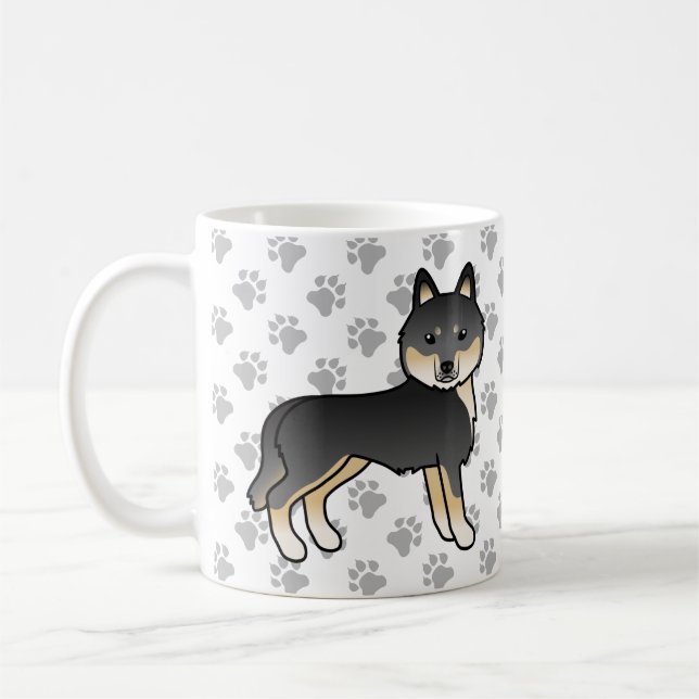 Mug Siberian Husky noir et feu, chien de dessin animé  (Gauche)