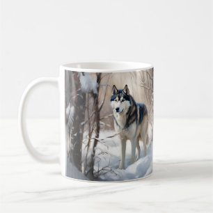 Mug Siberian Husky Qu'il neige Noël