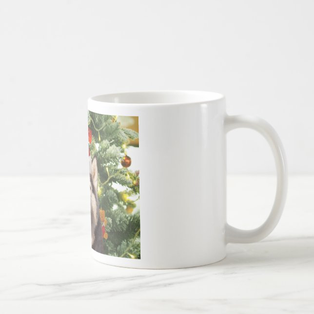 Mug Sibérie Husky Arbre de Noël Ornements Snowman (Droite)
