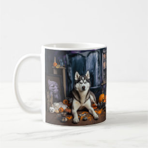 Mug Sibérie Husky Citrouille Halloween effrayant
