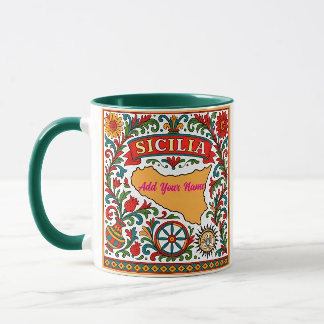 Mug Sicilia Design sicilien (personnaliser avec nom) (Gauche)