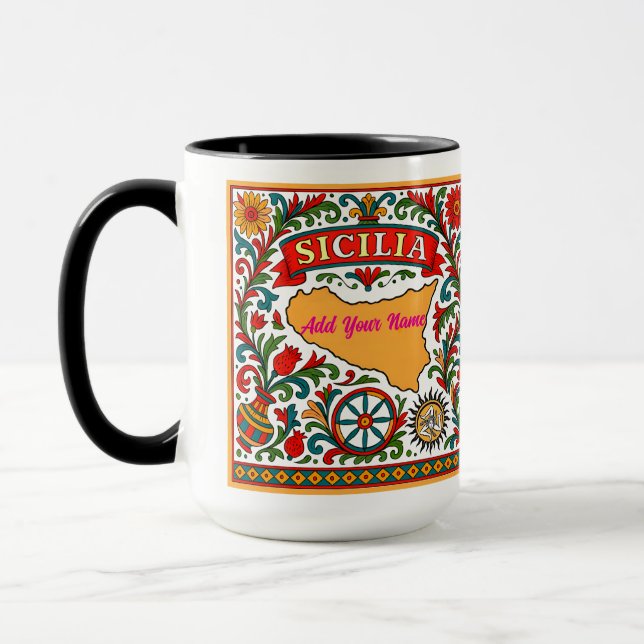 Mug Sicilia Sicilian Design (customize with name) (Gauche)