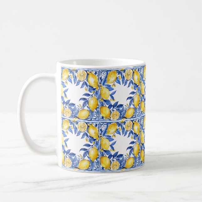 Mug Sicilian Lemon Tiles Pattern Mediterranean Dolce  (Gauche)