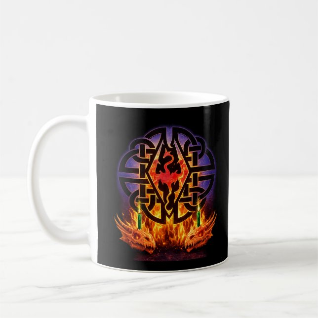 Mug Sigil de dragon Nœud celtique Fantastique Feu Goth (Gauche)