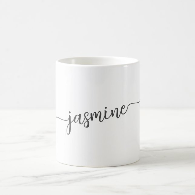 Mug Signature de nom de monogramme blanc élégant (Centre)