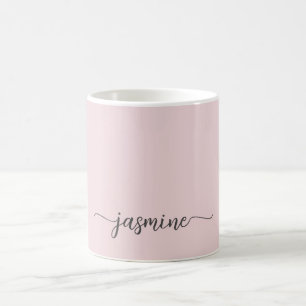 Mug Signature de nom en monogramme rose poudré élégant