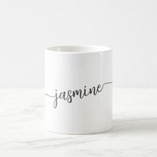 Mug Signature de nom monogramme blanc élégant