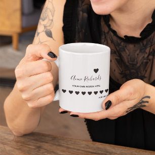 Mug signature manuscrite avec coeur d'amour blanc