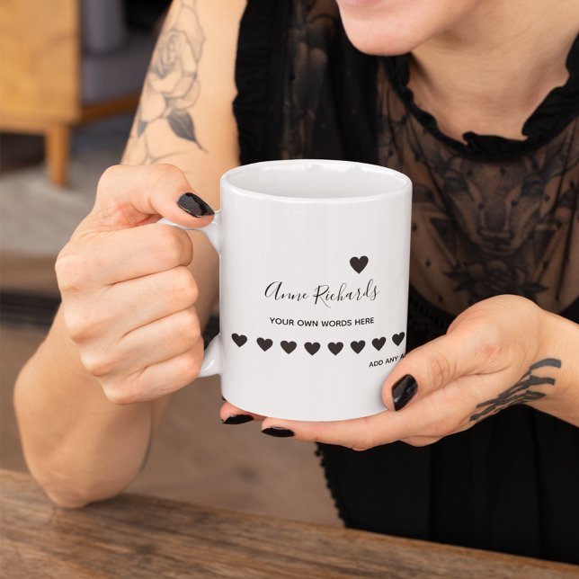 Mug signature manuscrite avec coeur d'amour blanc (love coffee moments)