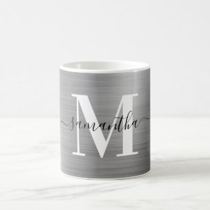 Mug Signature métallique en argent Monogramme