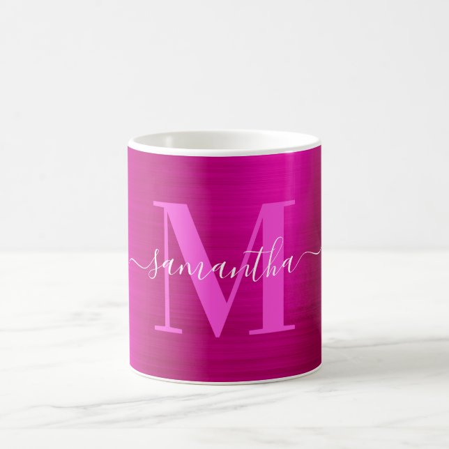 Mug Signature métallique rose chaud Monogramme (Centre)