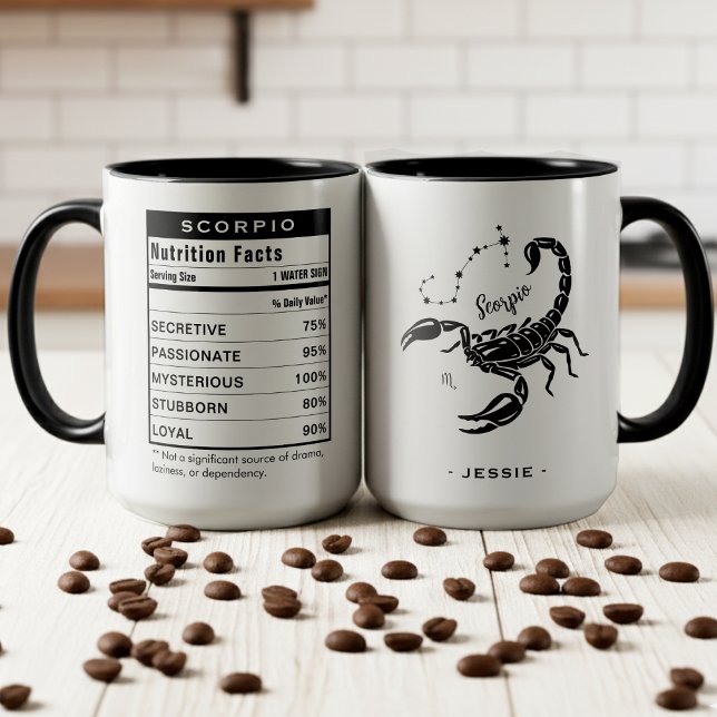 Mug Signe astrologique Scorpion Faits nutritionnels As (Scorpio Zodiac Sign Astrology Nutrition Facts Mug)