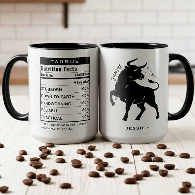 Mug Signe astrologique Taureau Faits nutritionnels Ast (Taurus Zodiac Sign Astrology Nutrition Facts Mug
)