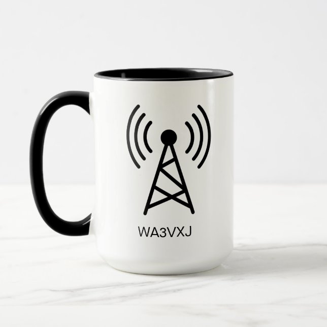 Mug SIGNE D'APPEL HAM Personnalisé Cadeau radio amateu (Gauche)