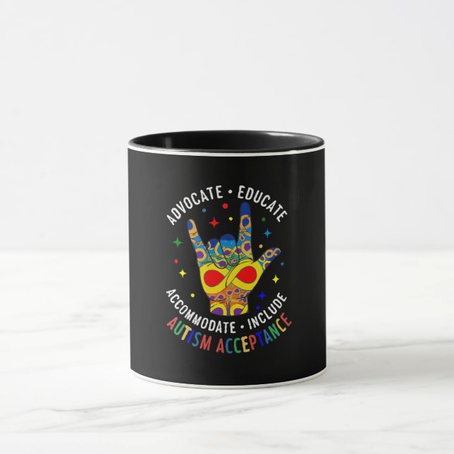 Mug Signe de la main ILY Acceptation de l'autisme – Ne (Centre)