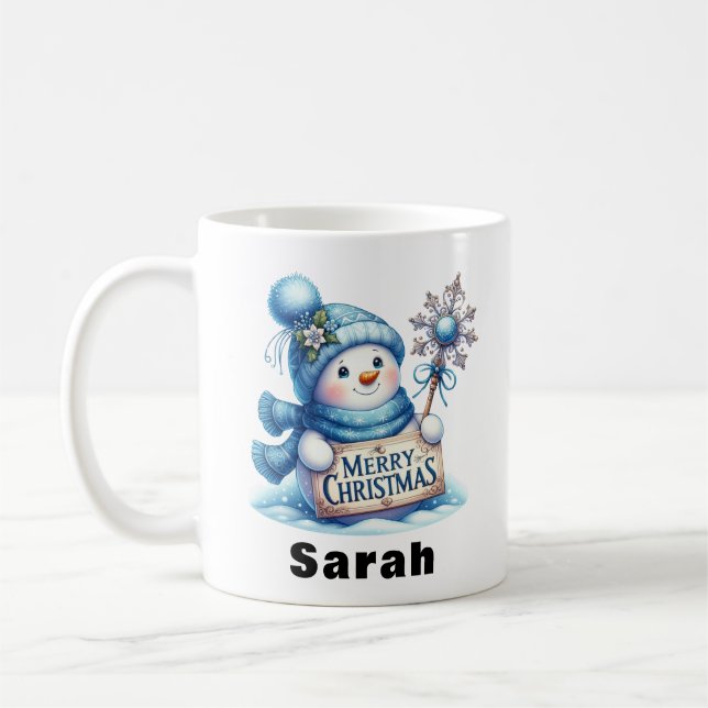 Mug SIGNE DE Noël Joyeux Snowman Bleu (Gauche)
