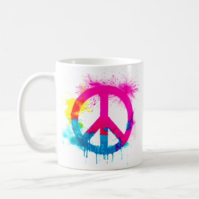 Mug Signe de paix couleurs néon groovy éclaboussure de (Gauche)